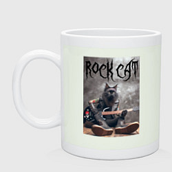 Кружка керамическая Rock cat - ai art, цвет: фосфор