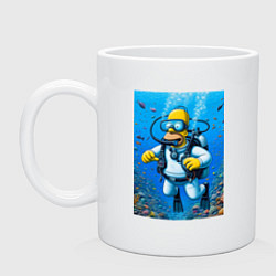 Кружка керамическая Homer diving - ai art, цвет: белый