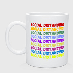 Кружка керамическая Social distancing - социальная дистанция, цвет: белый