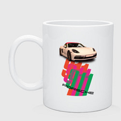 Кружка керамическая Спортивный автомобиль Porsche 911 Turbo, цвет: белый