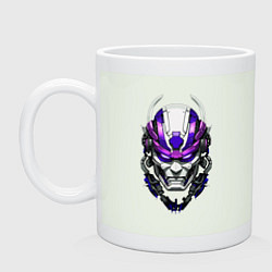 Кружка керамическая Фиолетовый киберпанк самурай, цвет: фосфор