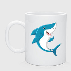 Кружка керамическая Веселая добрая акула, цвет: белый