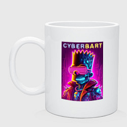 Кружка керамическая Cyber Bart - neon glow ai art fantasy, цвет: белый