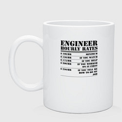 Кружка керамическая Engineer hourly rates, цвет: белый