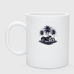 Кружка керамическая Мотоцикл на фоне пальм, цвет: белый
