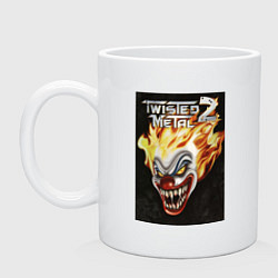 Кружка керамическая Twisted metal 2 - clown head, цвет: белый