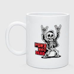 Кружка керамическая Череп с козой punks not dead, цвет: белый