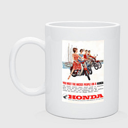 Кружка керамическая Honda мотоцикл, цвет: белый
