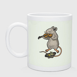 Кружка керамическая Мышонок скрипач, цвет: фосфор