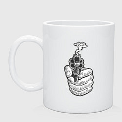 Кружка керамическая Дымящийся пистолет, цвет: белый