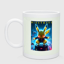 Кружка керамическая Cyber Pikachu - neon glow ai art, цвет: фосфор