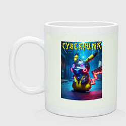 Кружка керамическая Cyberpunk - cool Pikachu neon glow, цвет: фосфор