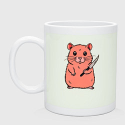Кружка керамическая Хомяк с ножом - мем хомiк, цвет: фосфор