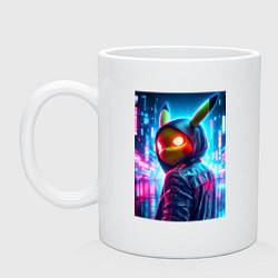 Кружка керамическая Крутой Пикачу в модном прикиде - нейроарт, цвет: белый