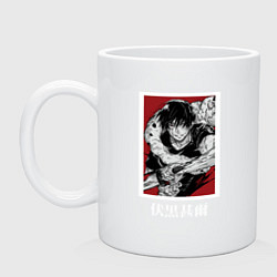 Кружка керамическая Магическая битва Тоджи красный фон, цвет: белый