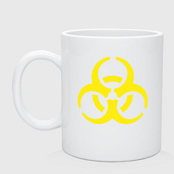 Кружка керамическая Токсик - знак биоопасности, цвет: белый