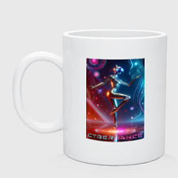Кружка керамическая Танцующая кибер девчонка - неоновое свечение, цвет: белый