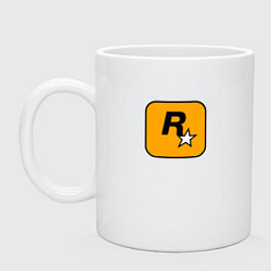 Кружка керамическая Rockstar logo, цвет: белый