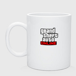 Кружка керамическая GTA online logo game, цвет: белый