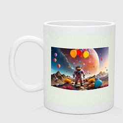 Кружка керамическая Праздничный космонавт, цвет: фосфор