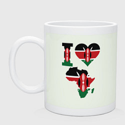 Кружка керамическая Я люблю Кению, цвет: фосфор