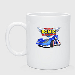 Кружка керамическая Cool hedgehog - Sonic racing team, цвет: белый