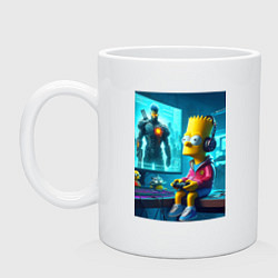 Кружка керамическая Bart Simpson is an avid gamer, цвет: белый