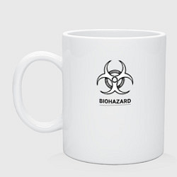 Кружка керамическая Biohazard черно белый, цвет: белый