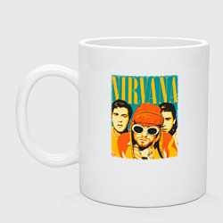 Кружка керамическая Нирвана музыкальная группа, цвет: белый