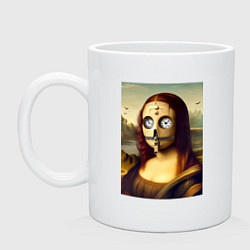 Кружка керамическая Mona Lisa in a mask - steampunk, цвет: белый