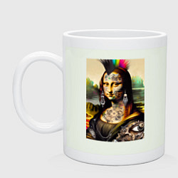 Кружка керамическая Punk Mona Lisa is covered in tattoos, цвет: фосфор