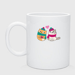 Кружка керамическая Милые влюбленные котики, цвет: белый