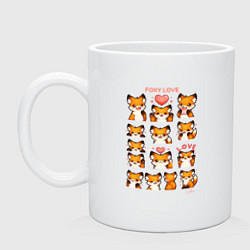 Кружка керамическая Лисичка и сердечки, цвет: белый