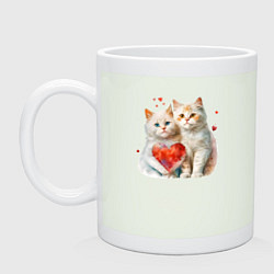 Кружка керамическая Котята с сердцем, цвет: фосфор