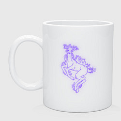 Кружка керамическая Неоновая фиолетовая лань, цвет: белый