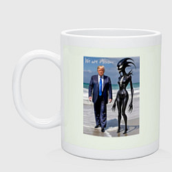 Кружка керамическая Donald Trump and symbiote girl - ai art fantasy, цвет: фосфор