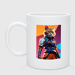 Кружка керамическая Ультразверьки кошка, цвет: белый