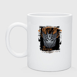 Кружка керамическая Трансформеры знак десептиконов, цвет: белый