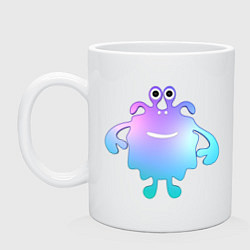 Кружка керамическая Monster cartoon blue purple, цвет: белый