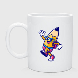 Кружка керамическая Карандаш ученик, цвет: белый