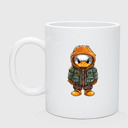 Кружка керамическая Утёнок в куртке с капюшоном, цвет: белый