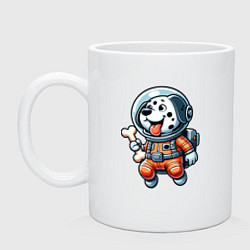 Кружка керамическая Dalmatian cosmonaut puppy with a bone, цвет: белый