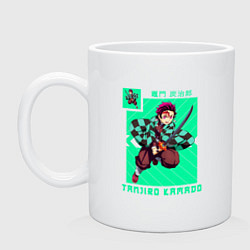 Кружка керамическая Клинок рассекающий демонов Tanjiro Kamado, цвет: белый