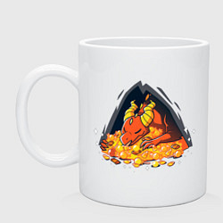 Кружка керамическая Dragon in a cave with treasures, цвет: белый