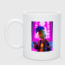 Кружка керамическая Bart Simpson - cyber art punk, цвет: белый