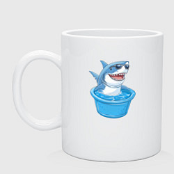 Кружка керамическая Акула в бассейне, цвет: белый