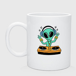 Кружка керамическая Диджей инопланетянин, цвет: белый
