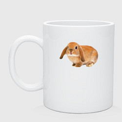 Кружка керамическая Рыжий пушистый кролик, цвет: белый