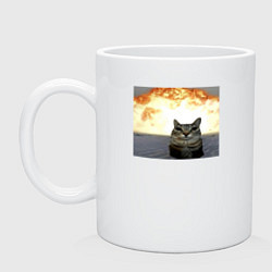 Кружка керамическая Кот со взрывом - silly cat meme, цвет: белый