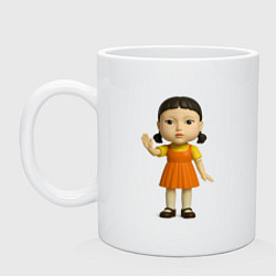Кружка керамическая Кукла с жестом стой, цвет: белый